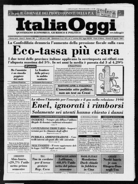 Italia oggi : quotidiano di economia finanza e politica